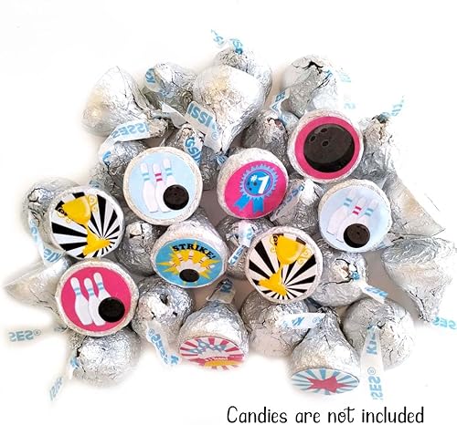 Miniatura 4 de Girl Bowling Labels for Hershey's Kisses Chocolates by Adore By Nat - Candy Sticker Party Favors - Set of 240