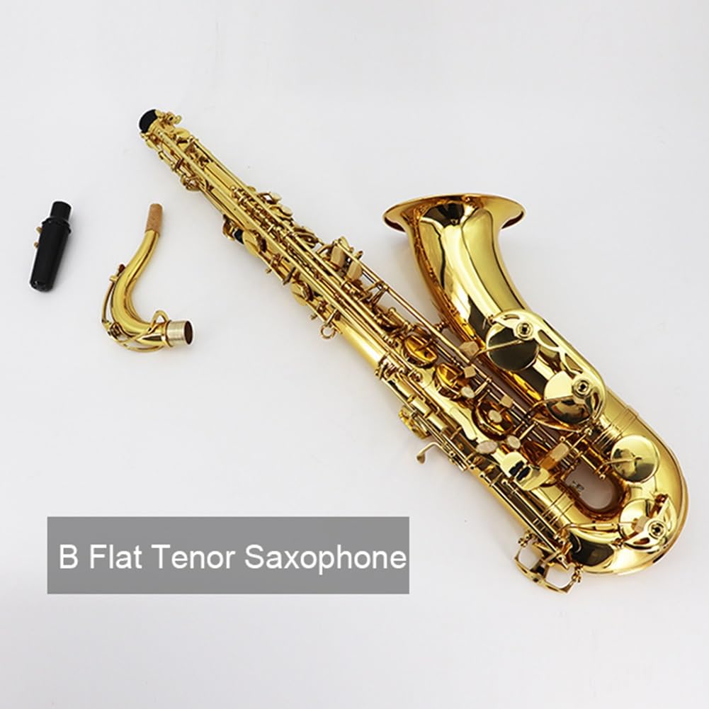 Sassofono tenore in SIB Sax Corpo in Ottone Dorato Strumento a fiato per Principianti Sax Contralto Professionale con Custodia per Il Trasporto Guanti Panno per la Pulizia