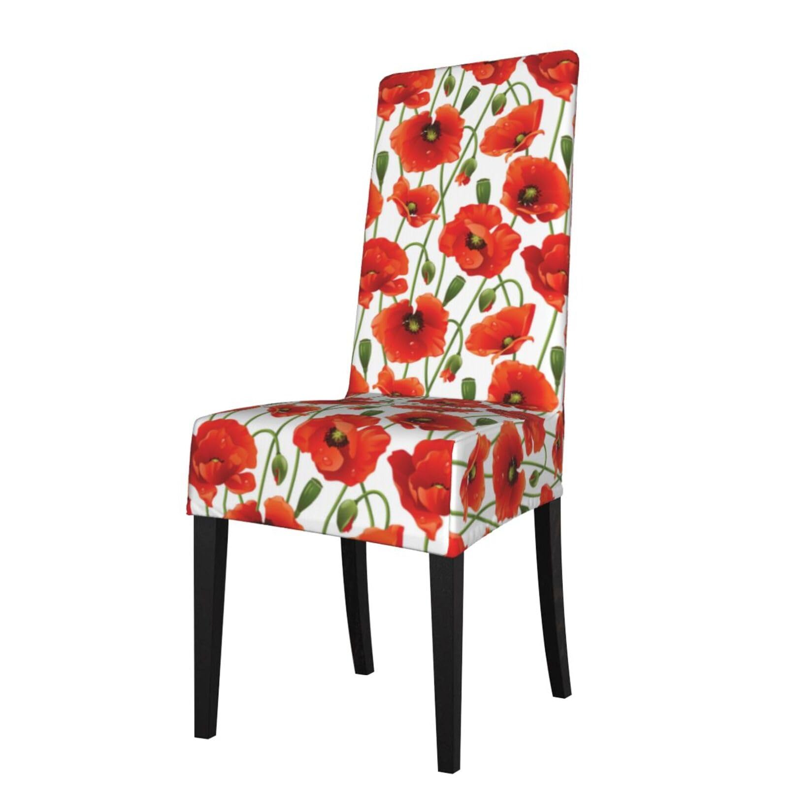 LKYMOH Poppy Flowers Floral, Chair Covers Stretch Chair Slipcovers for Dining Room, for Party Pet Protection Universal Fit Soft Polyester