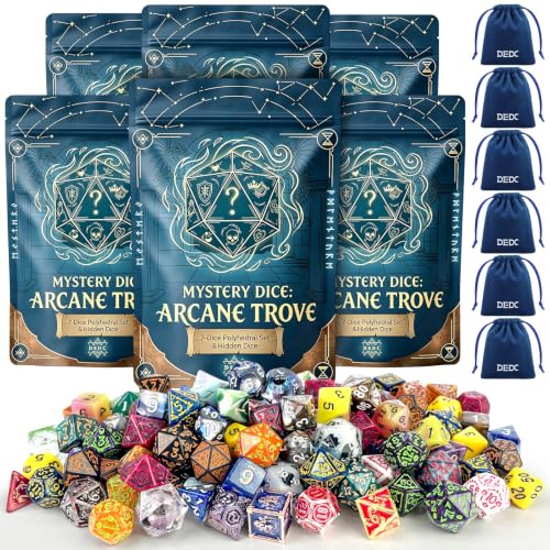 DEDC 42 PCS DND Dice Set 6 Mystery Bags for Dice Goblins and RPG Games