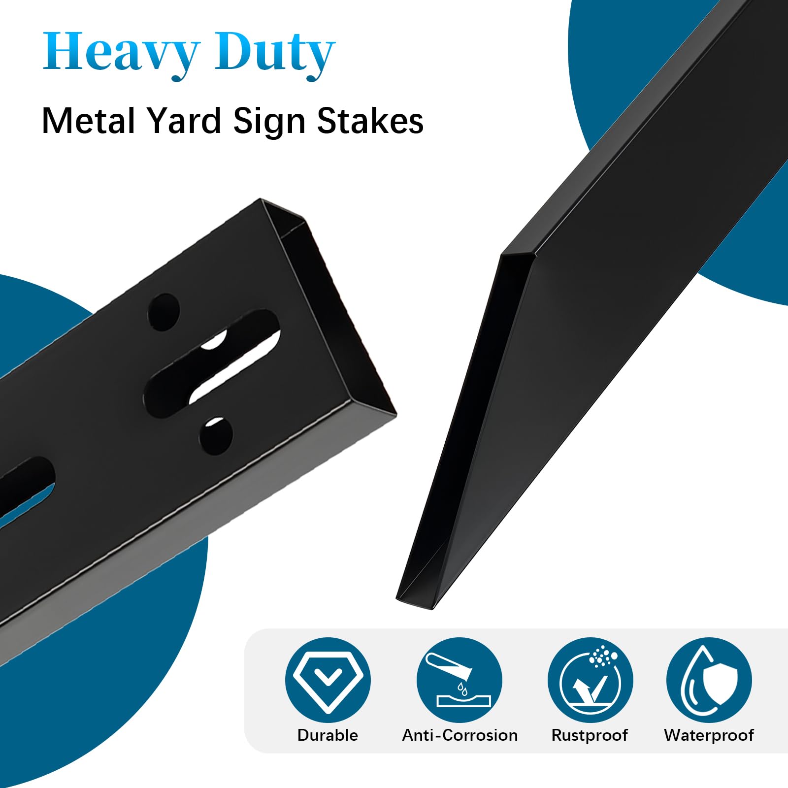 Poteau de Style I signalisation au Sol de sécurité Poteau Lourd Supports de poteaux métalliques Robustes pour Panneaux – Polyvalents et durables (Noir, 2400 mm)