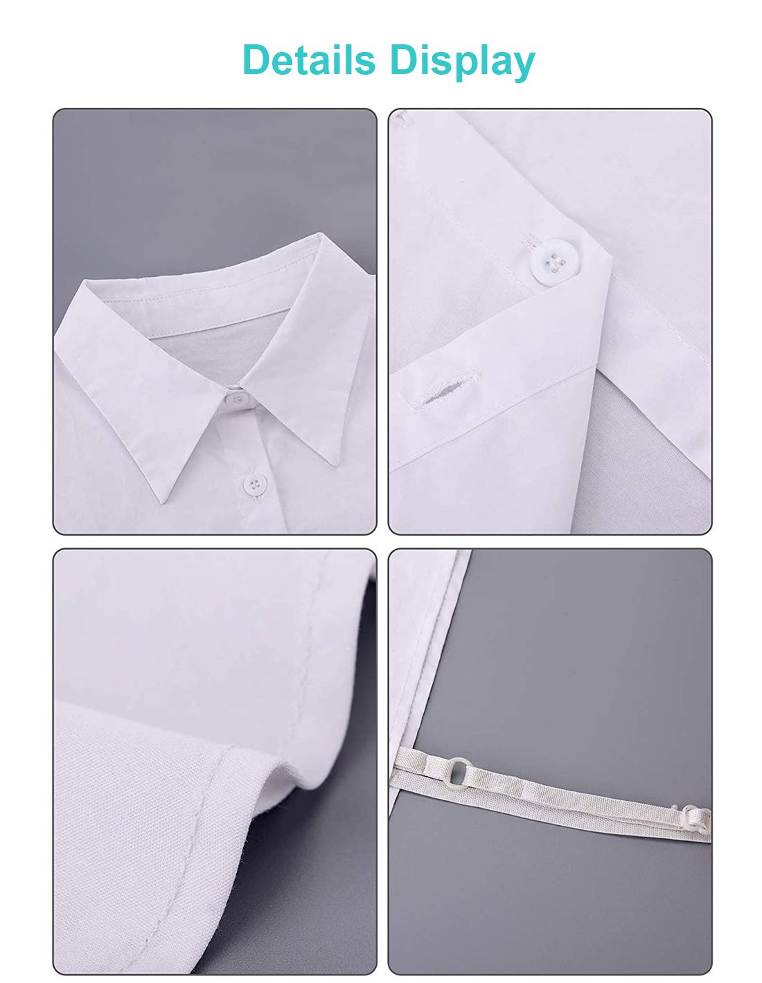 JFAN Falso Mezzo Camicia Camicetta 2 Pezzi 3 Pezzi Peterpan Collare Collare Staccabile Cravatta Unisex Donna Umono