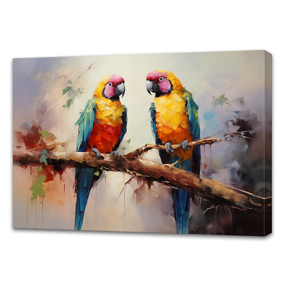 Amazon.co.jp: QIXIANG オウム キャンバス ウォールアート オウム