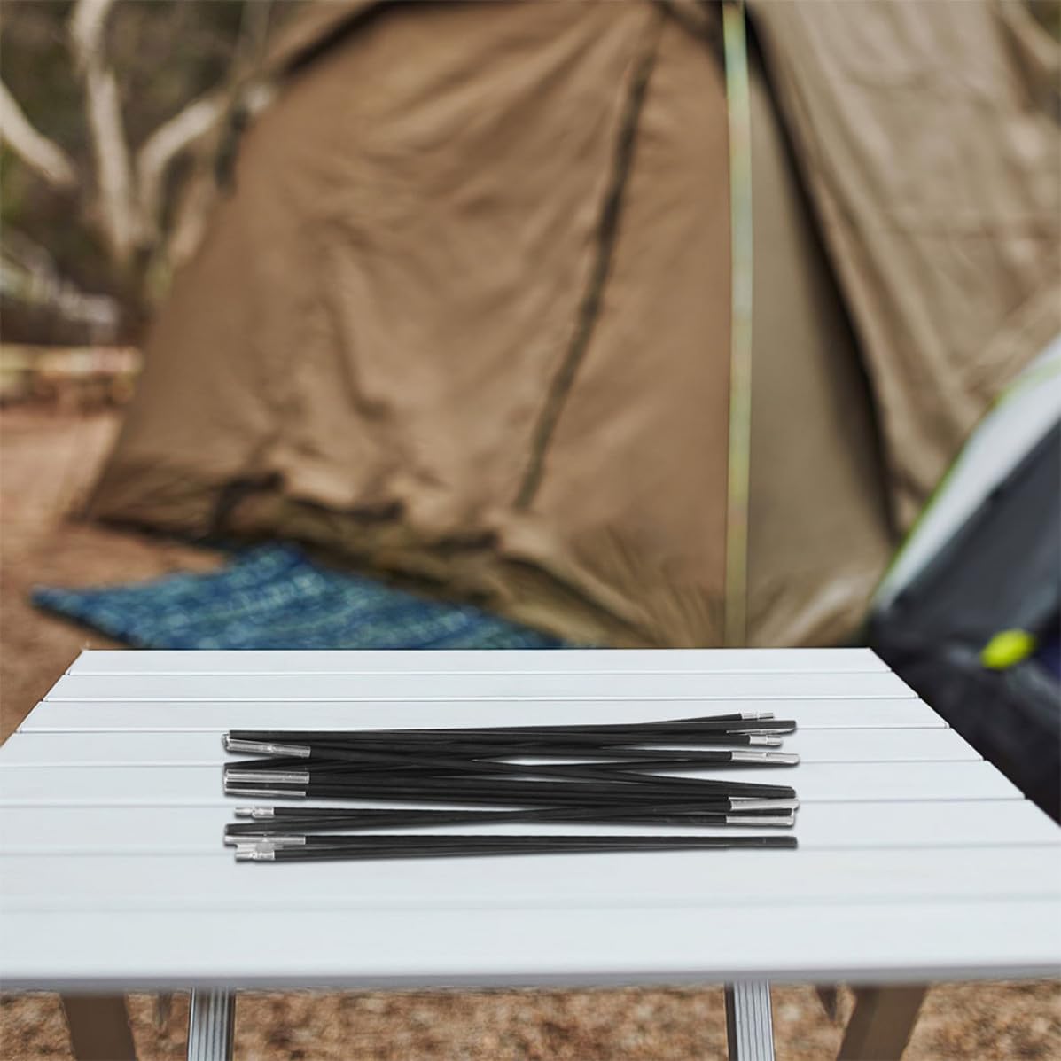 Aste Nere Pezzi di 2 per Vetro Tenda in Fibra da Campeggio