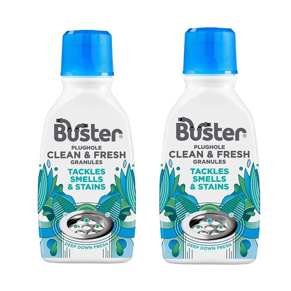 Buster Plughole Clean & Fresh Granules (Eucalyptus) Pack of 2 x 300g Fast Acting