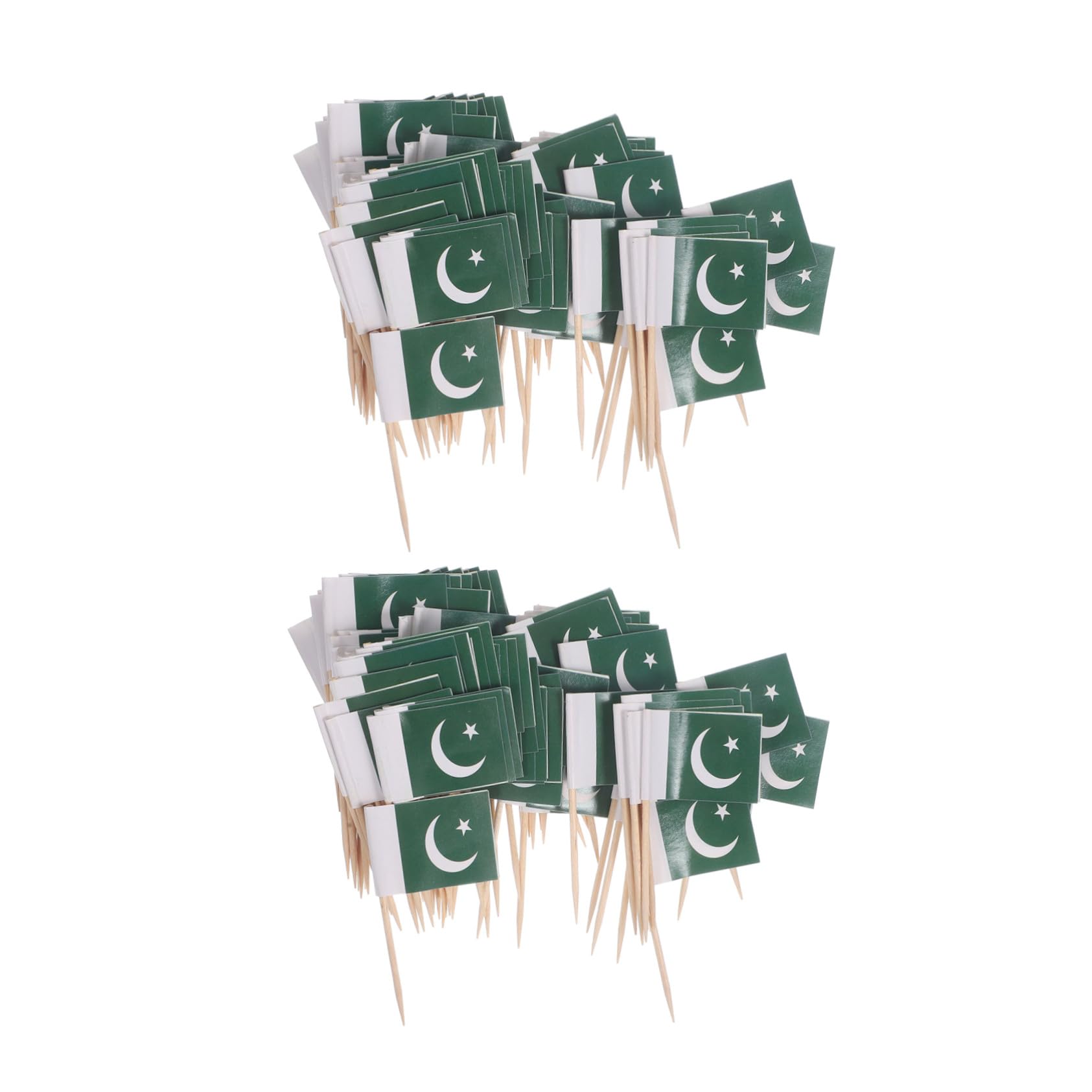 Pakistan Flag Toothpicks 200Pcs Wooden Cupcake Toppers for Parties