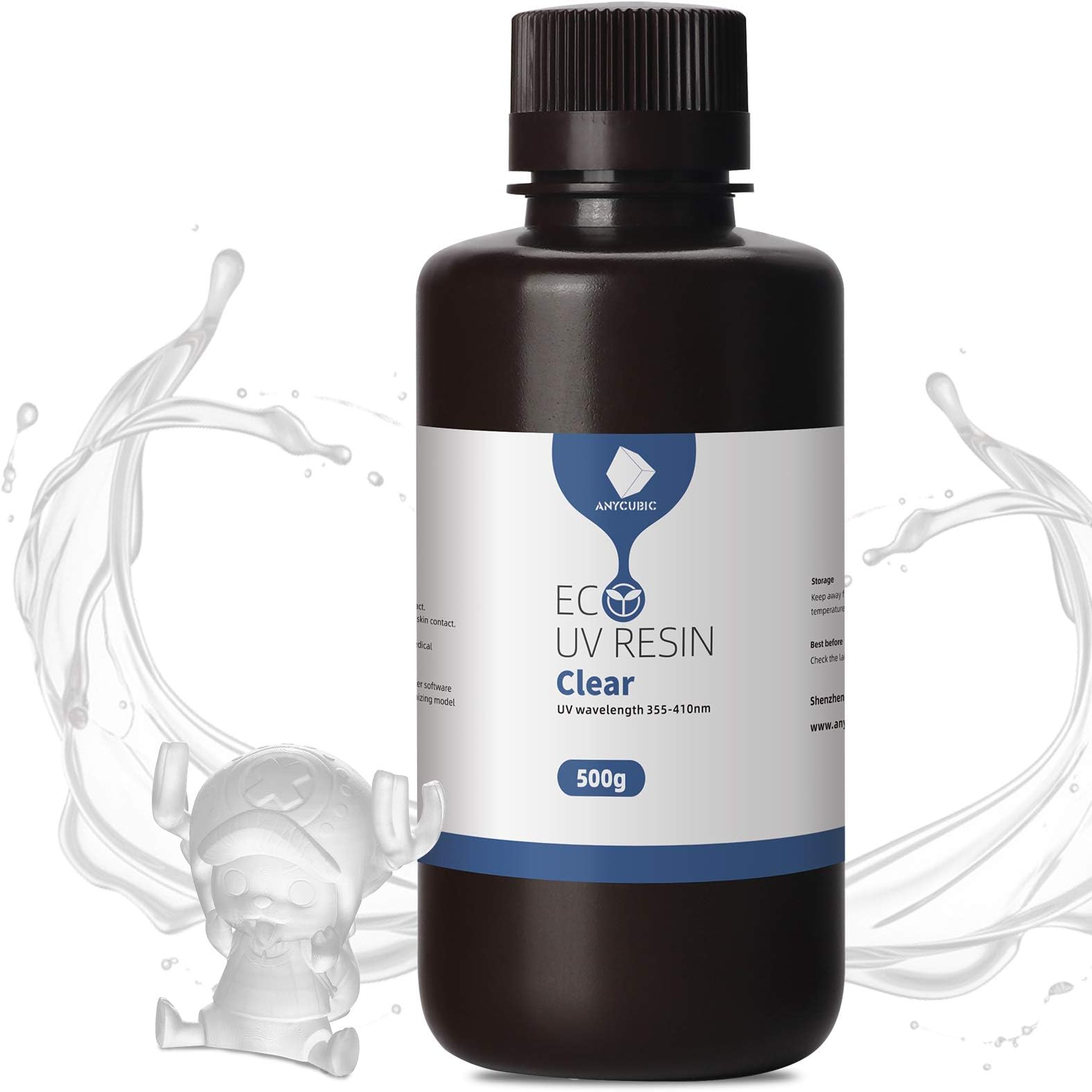 ANYCUBIC 3D Printer Resin, 405nm UV Plant-Based Rapid Resin, Low Odor, Photopolymer Resin for LCD 3D Printing, 500ml Clear