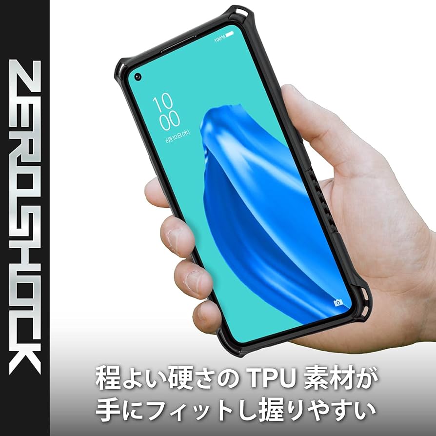 美品　OPPO Reno5a　ケース付き　エレコム　ゼロショック　Reno5 a OPPO Reno5 A ソフト ケース ZEROSHOCK グリップ - PMWO212ZEROGBK