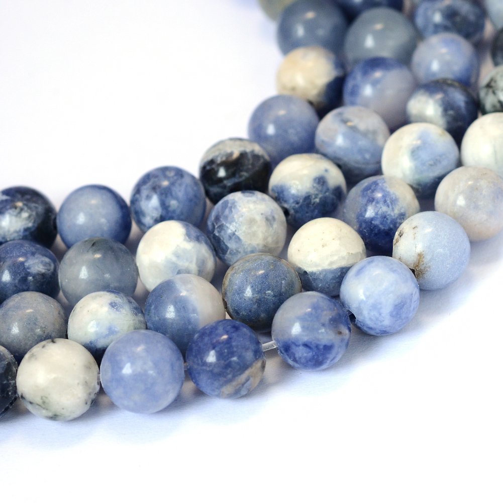 Craftdady 96Pcs Natural Sodalite Round Bead Strands 4mm Polished Rondelle Loose Spacer Beads for DIY Handmade Necklace Bracelet Jewellery Making
