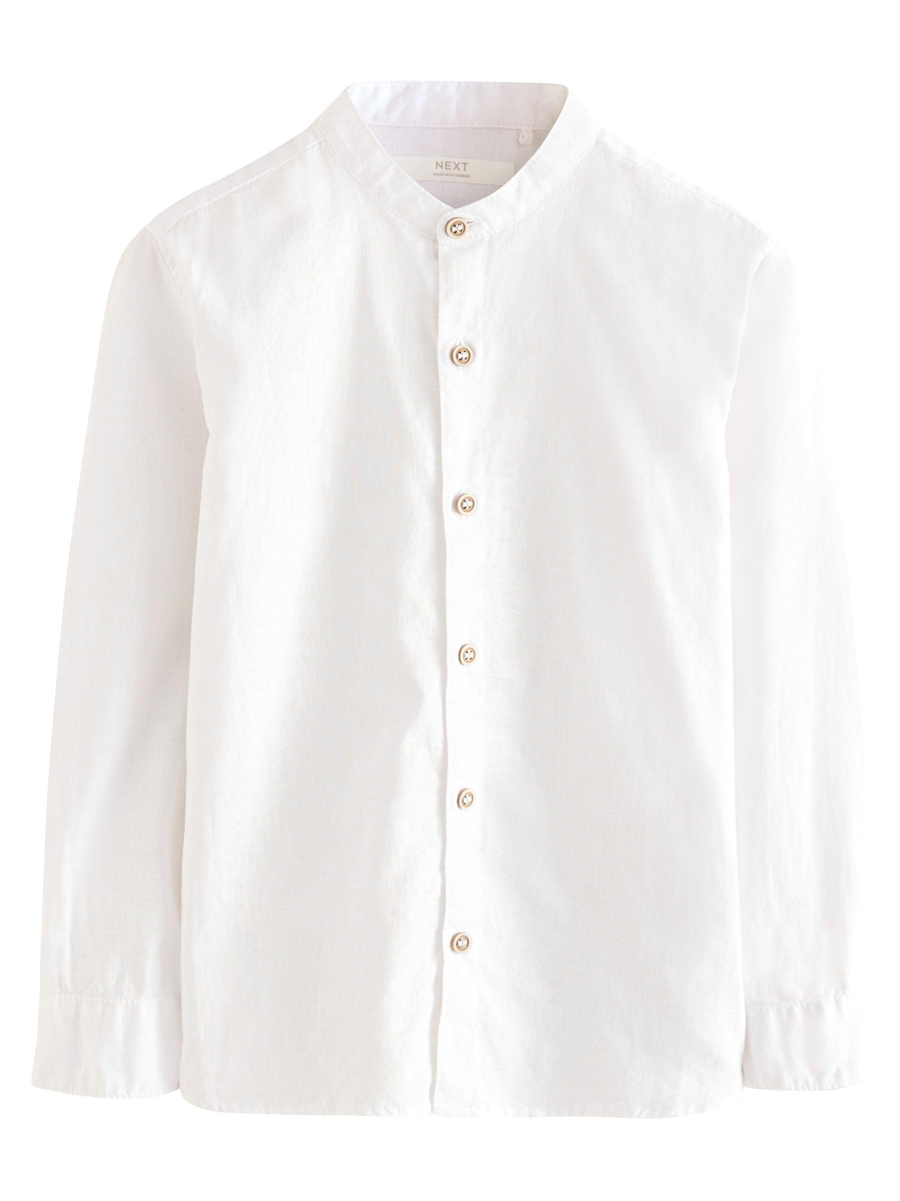 NEXT Niños Camisa de Manga Larga con Cuello Henley de Mezcla de Lino