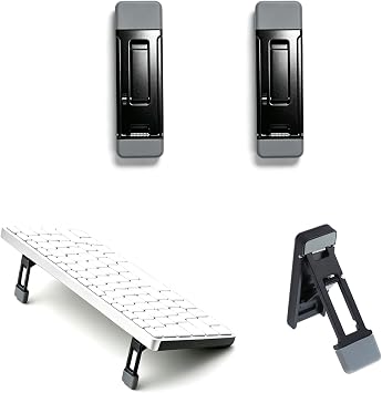 Keyboard Riser,2 Pcs Portable Laptop Stands Foldable Small Lifter Feet for Desk,Adjustable Height and Anti-Slip Pad Assist in Cooling Computer, Keyboards Holder Fits Tablet Cellphone-Black