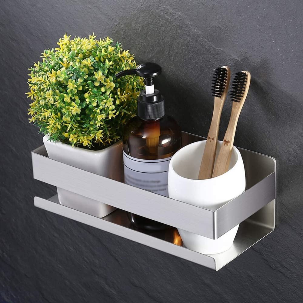 Exquisite Bathroom Shelves Shower Caddy Self-Adhesive Stainless Steel Shower Shelf, Kitchen and Bathroom Storage Shelf, Without Hole Installation Bathroom Shelf Bathroom Shelf Storage