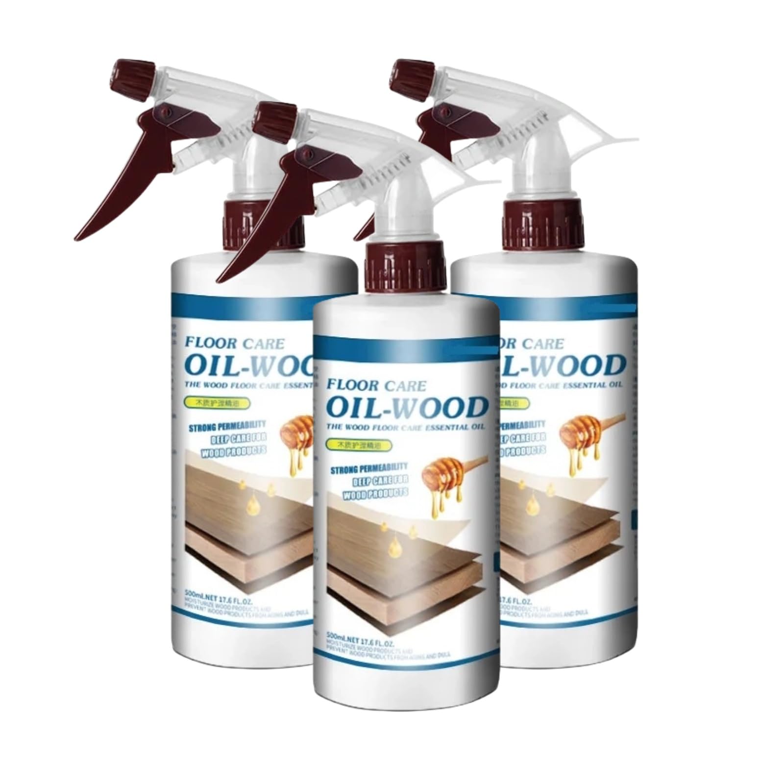 500 ml Bodenpolitur und -auffrischer for eine gute tägliche Bodenpflege, Massivholz-Wachsöl, ätherische Ölpflege zur Vermeidung von Kratzern(3pcs)