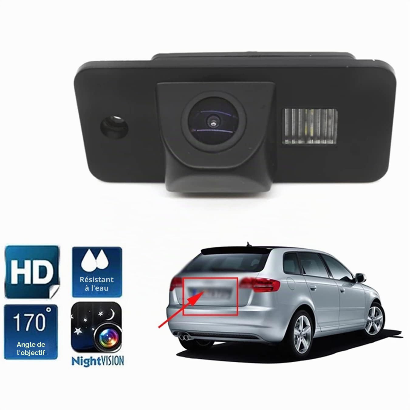 Caméra de recul de Voiture HD caméra de recul de véhicule pour A/UDI A3 (8P) 2004 2005 2006 2007 2008 2009 2010 2011 2012