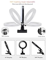 Vista 6 de Anillo de luz de 6.3 pulgadas con soporte de abrazadera para laptop, luz de cámara web con 3 modos de luz y 10 niveles regulables para computadora