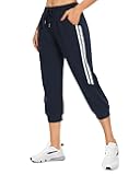Women's Capri Sweatpants - Casual Capri Pants with Pockets, Drawstring Workout Sweatpants for Yoga