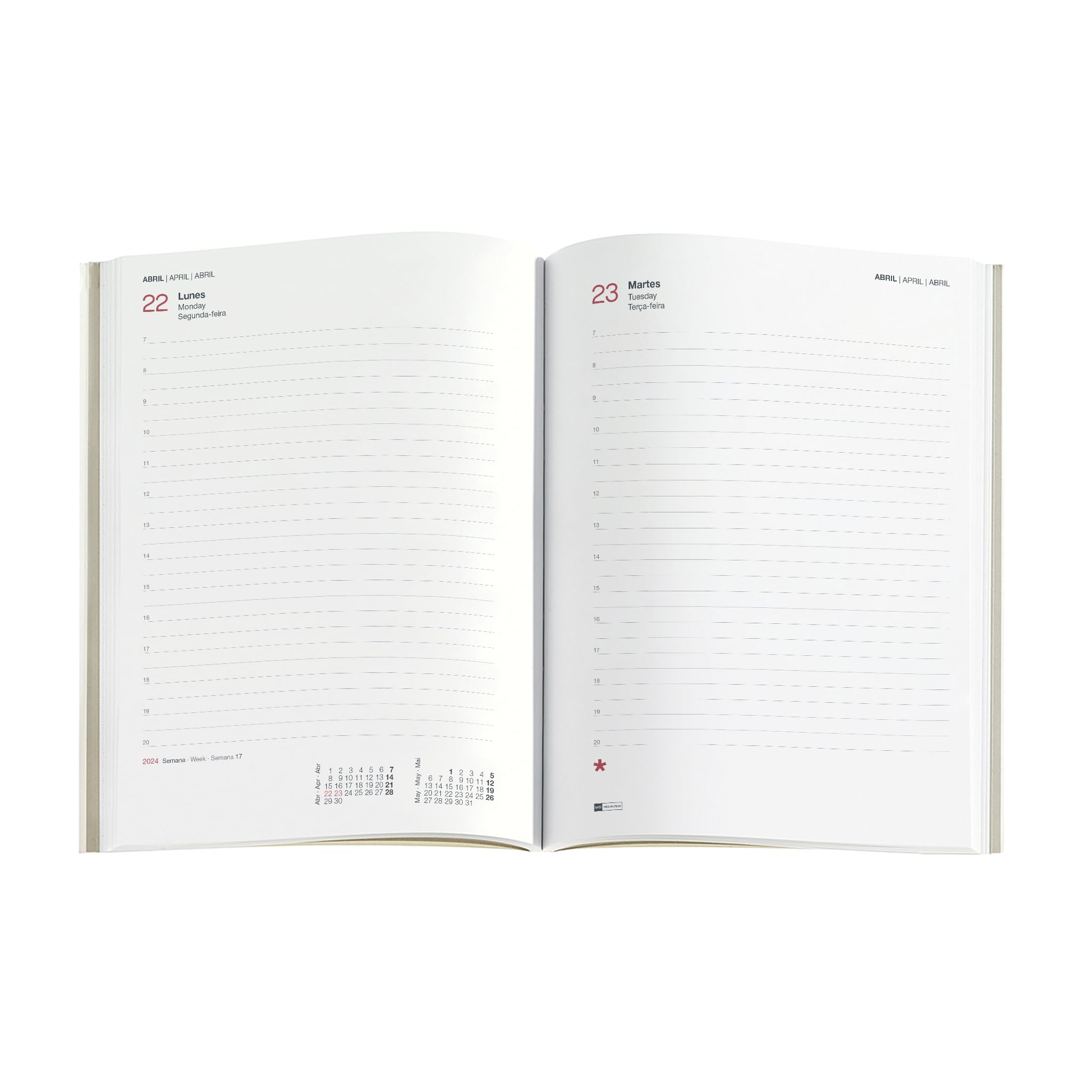 Miquelrius - Recambio Agenda Anual 2024 Funda, Día Página, Tamaño Plus 155 x 213 mm (similar A5), Español, Portugués e Inglés