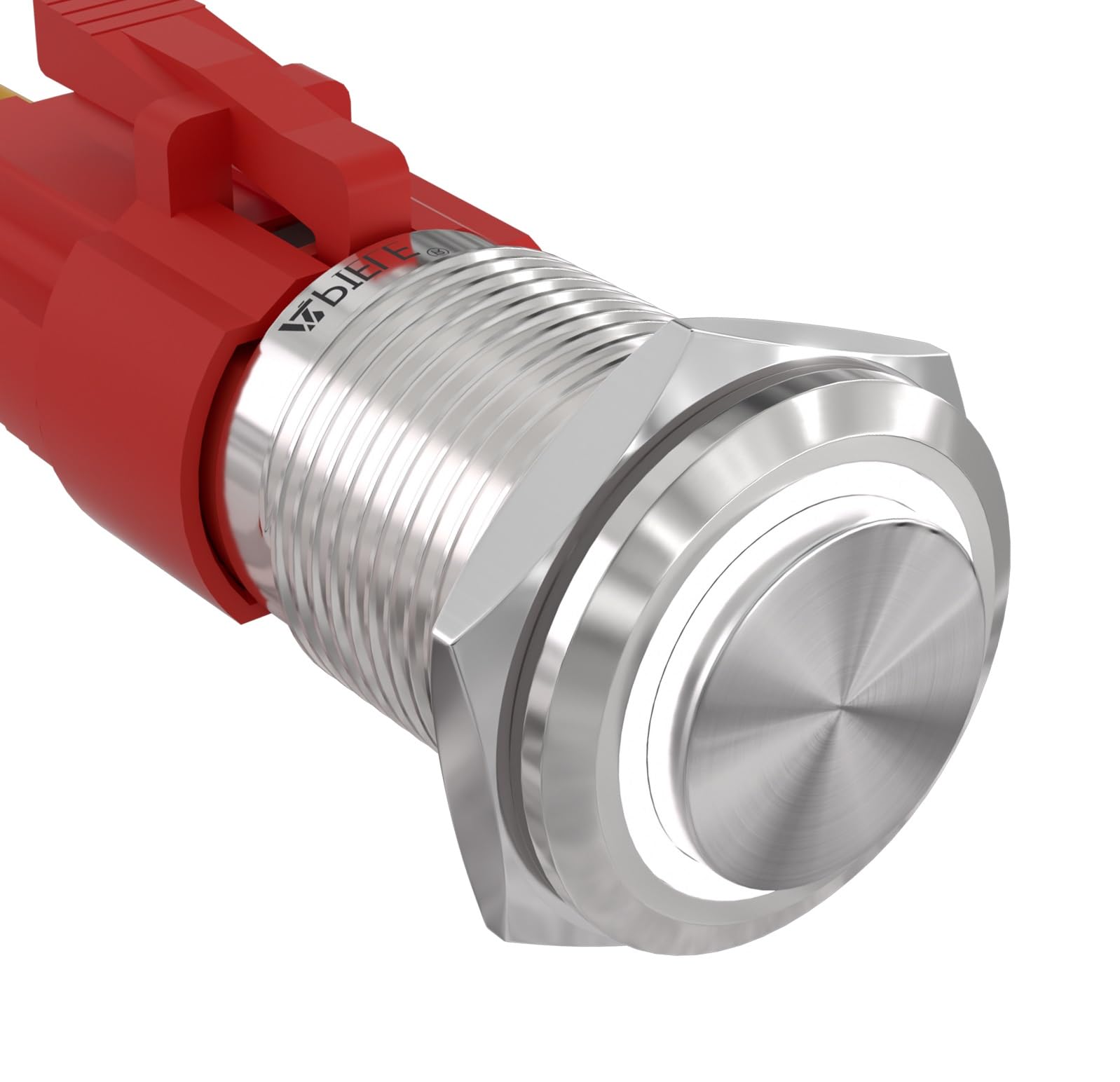 APIELE 16mm Latching Push Button Switch 12V On Off Stainless Steel Shell with LED, Waterproof High Round Cap for 0.63" Mounting Hole with Wire Socket