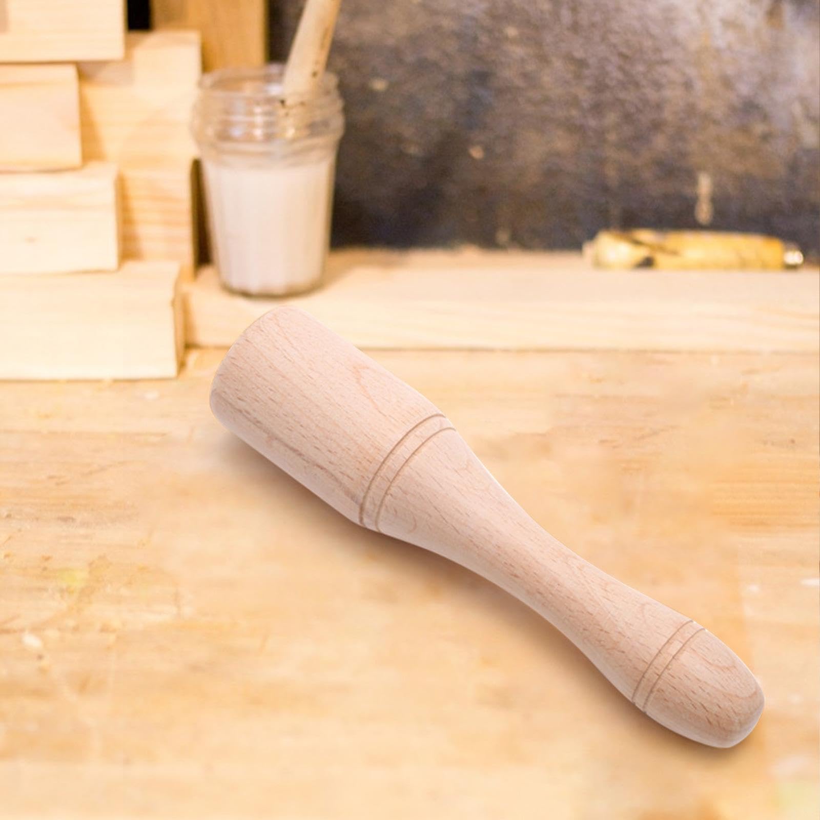 KLKCMS Wooden Mallet, Ice Hammer, Damage Free Striking Carpenter Hand Tool for Woodworking, Wood Carving, Leather Work 2