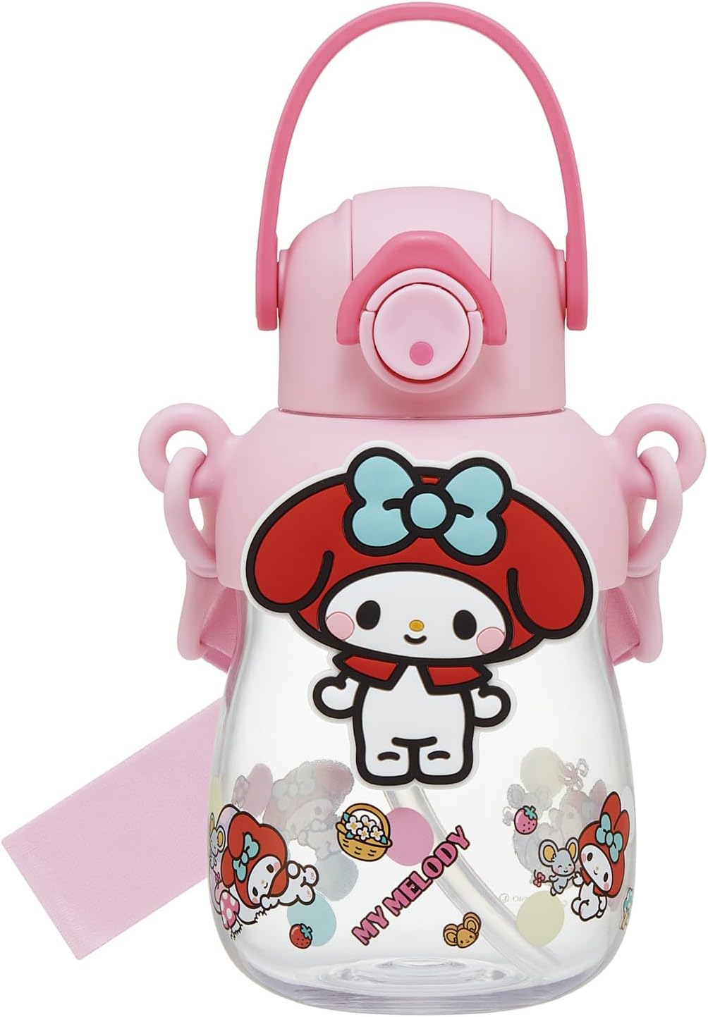 Skater PRMC7ST-A Straw Bottle with Rubber Mascot, 22.0 fl oz (650 ml), One Push Open, Lock Function, Handle Included, Shoulder Strap Included, Sanrio Cinnamorol, Favorite Days