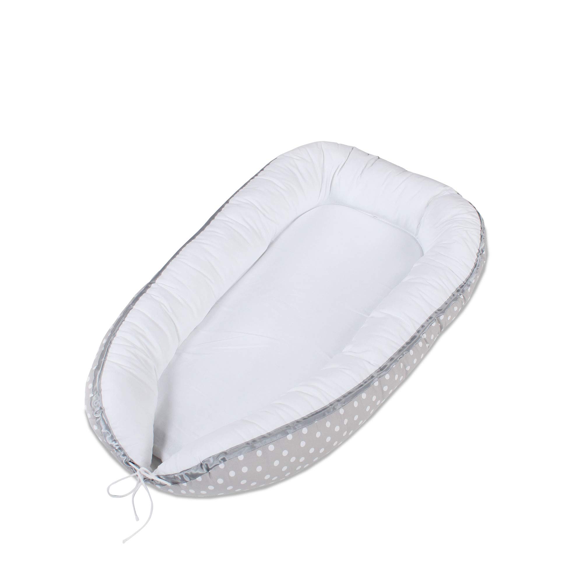 babybay Kuschelnest, perlgrau Punkte weiß