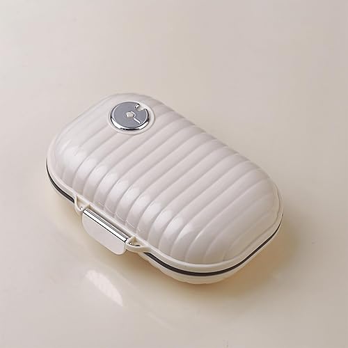 Lindo pastillero pequeño semanal, 7 compartimentos, portátil, para viajes, diario, medicina, para vitaminas, suplementos, aceites de pescado (L)