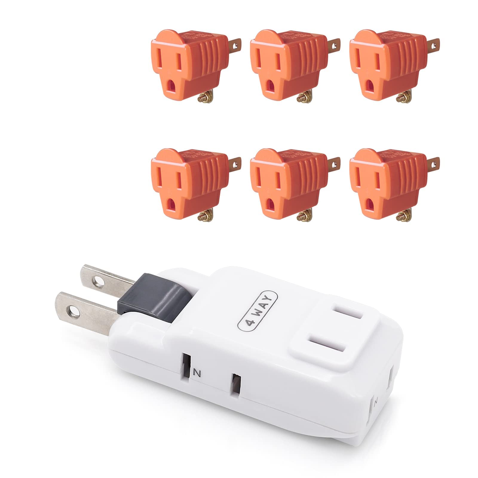 4 Outlet Wall Adapter and 3-Prong to 2-Prong Grounding Plug