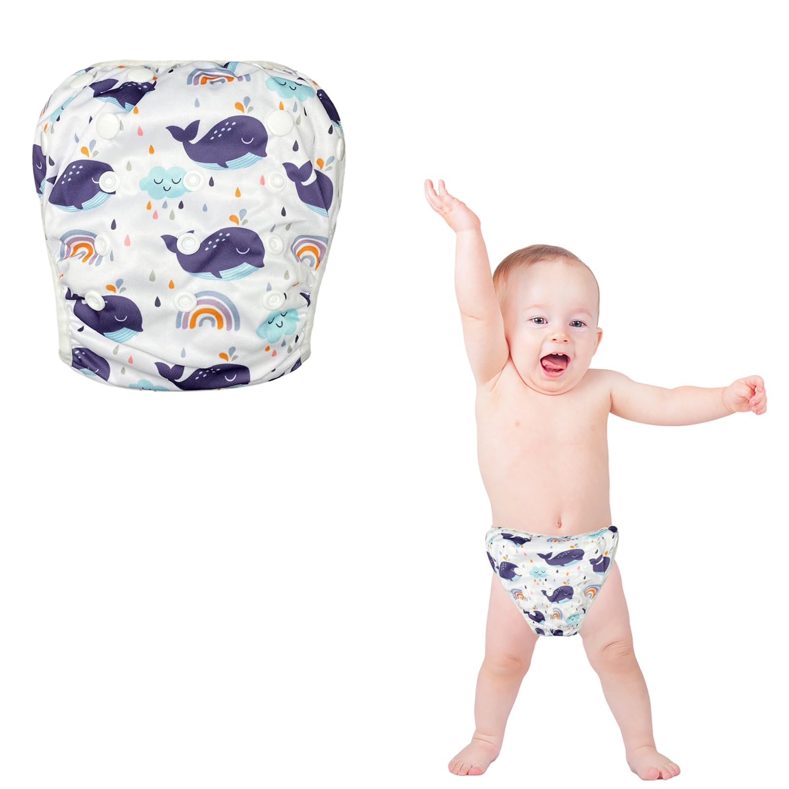 Pannolini Da Nuoto Riutilizzabili Per Neonati 0-3 Anni - Regolabili E Lavabili - Design Impermeabile - Foto 7