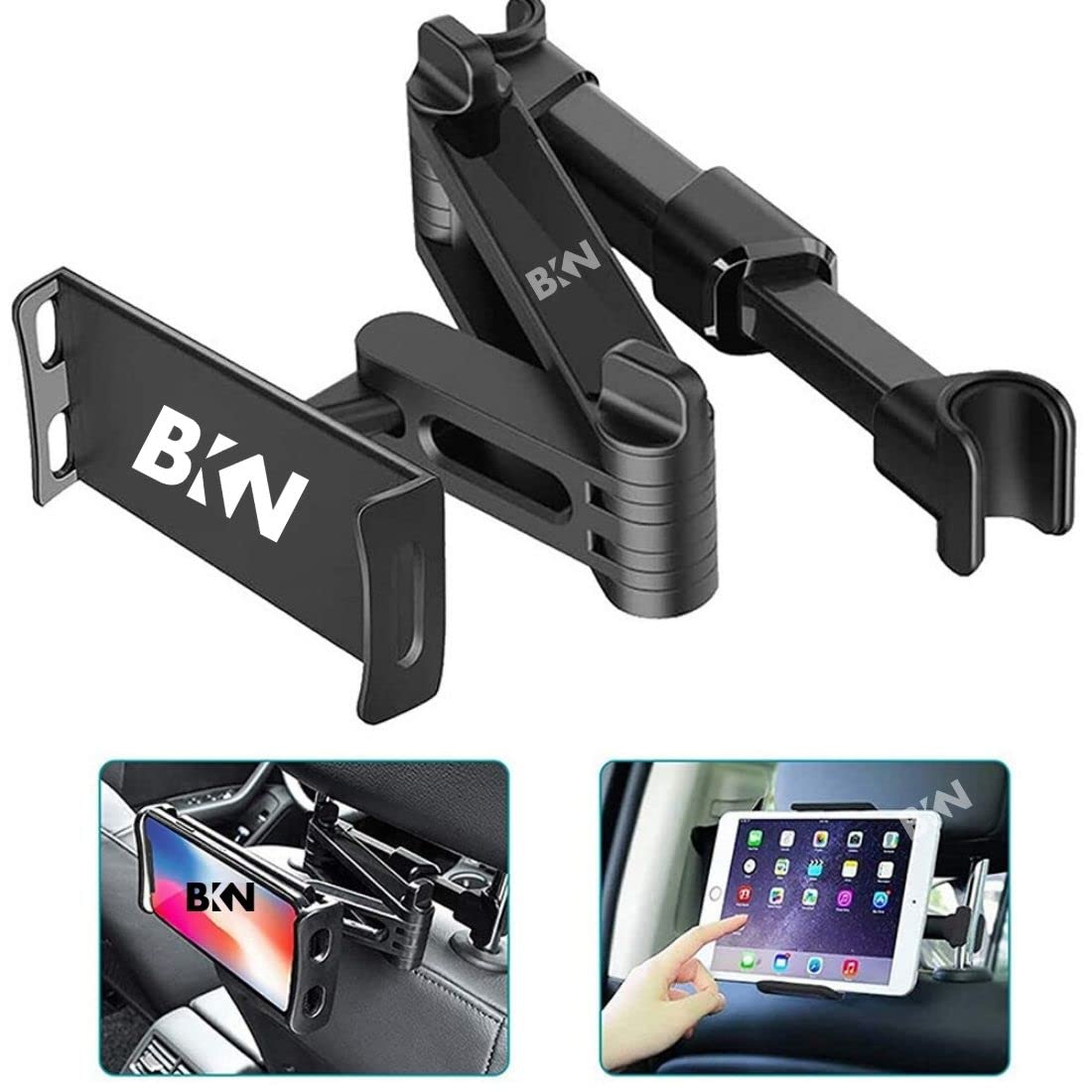 BKN® New Car 360 Rotation Flexible Backseat Headrest Mobile & Tablet Mount Holder for All Mobiles and Tablets Upto 4"-11" Inchs - Black (B09TT2H37F) Amazon Price History, Amazon Price Tracker