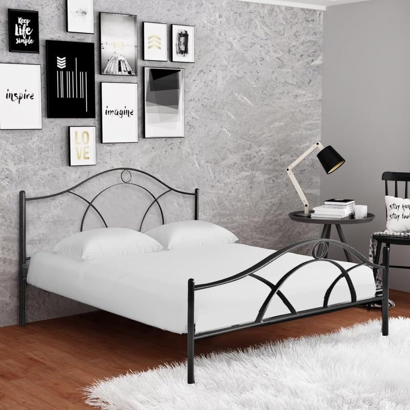 Royal Interiors Amelia Metal Bed Extra Size Without Storage | Wrought Iron Extra Single Cot Bed for Bedroom with Headboard and Footboard | Matte Finish Black (75x36) (B0CPVCCGGH) Amazon Price History, Amazon Price Tracker