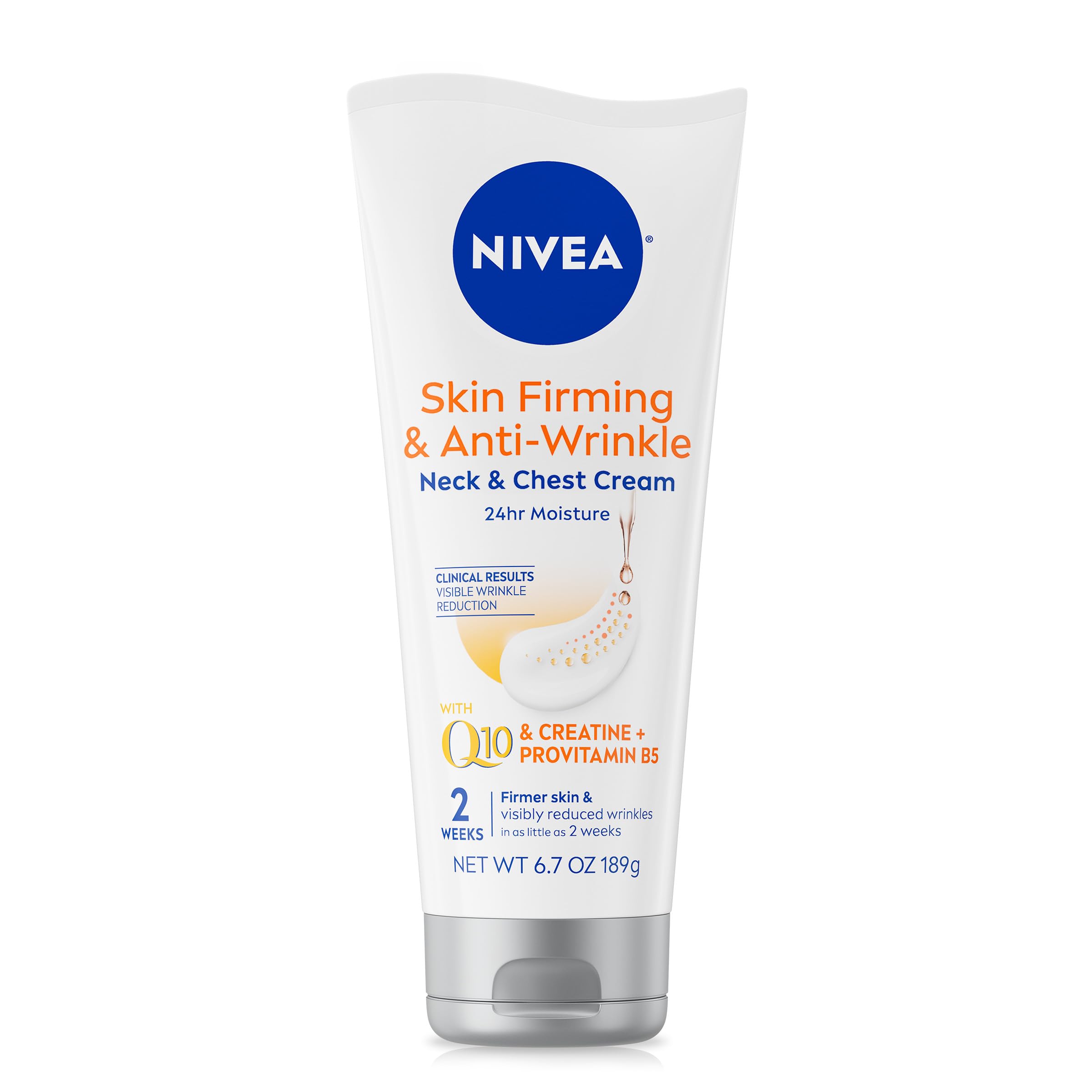 NIVEA Skin Firming & Anti Wrinkle Neck & Chest Cream with Coenzyme Q10, Creatine and Provitamin B5, Skin Firming Cream Reduces the Look of Fine Lines and Wrinkles, 6.7 Oz Tube