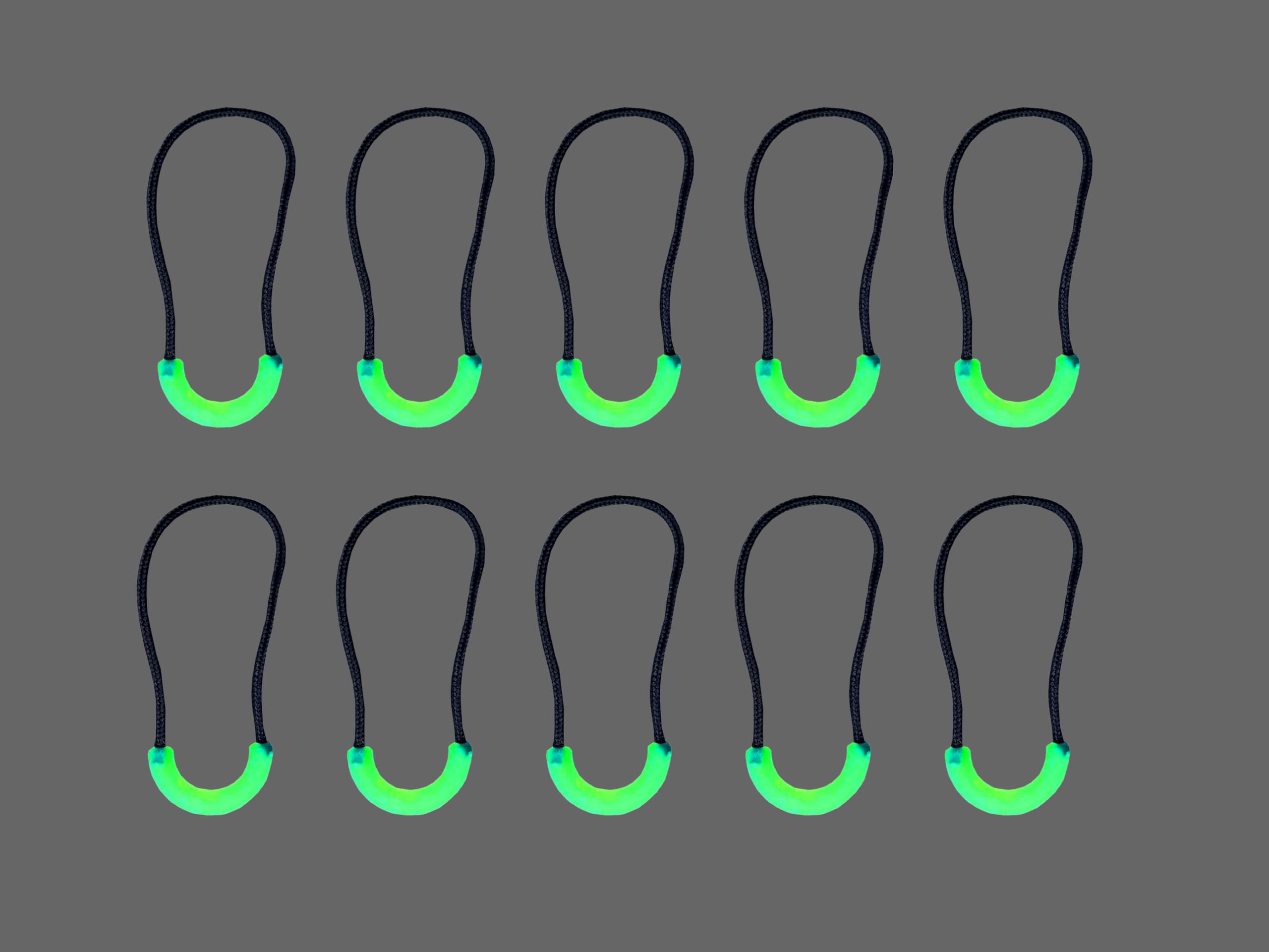 Set of 10X Glow in The Dark Zipper Pull Luminous Zip Pull Zipper Puller Cord Slider Fastener Jacket Bagpack Replacement