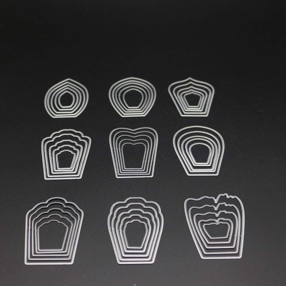 BYFRI 9pcs / Set Diverso Taglio Fiori Petalo Stencil Metallo Dies Tagliare Pratica Hands-on Fai da Te Scrapbooking Album del mestiere Dies Strumento
