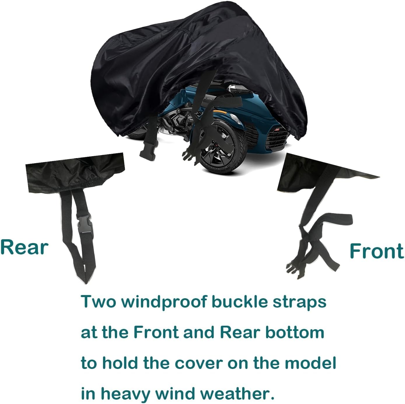 QYMOTO F3 Spyder Full Cover, Ryker Cover,Can Am Spyder F3-S F3-T Ryker 600 900 Sport Rally Heavy Duty Waterproof Windproof Outdoor All Weather Protection Cover (NOT for Limited Version)