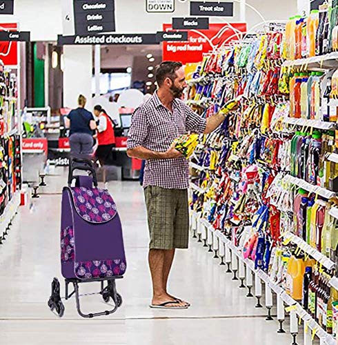 Einkaufstrolley, faltbarer Einkaufswagen mit 6 Rädern, wasserdichter abnehmbarer Rucksack, Tragkraft 50 kg (A) – Bild 8