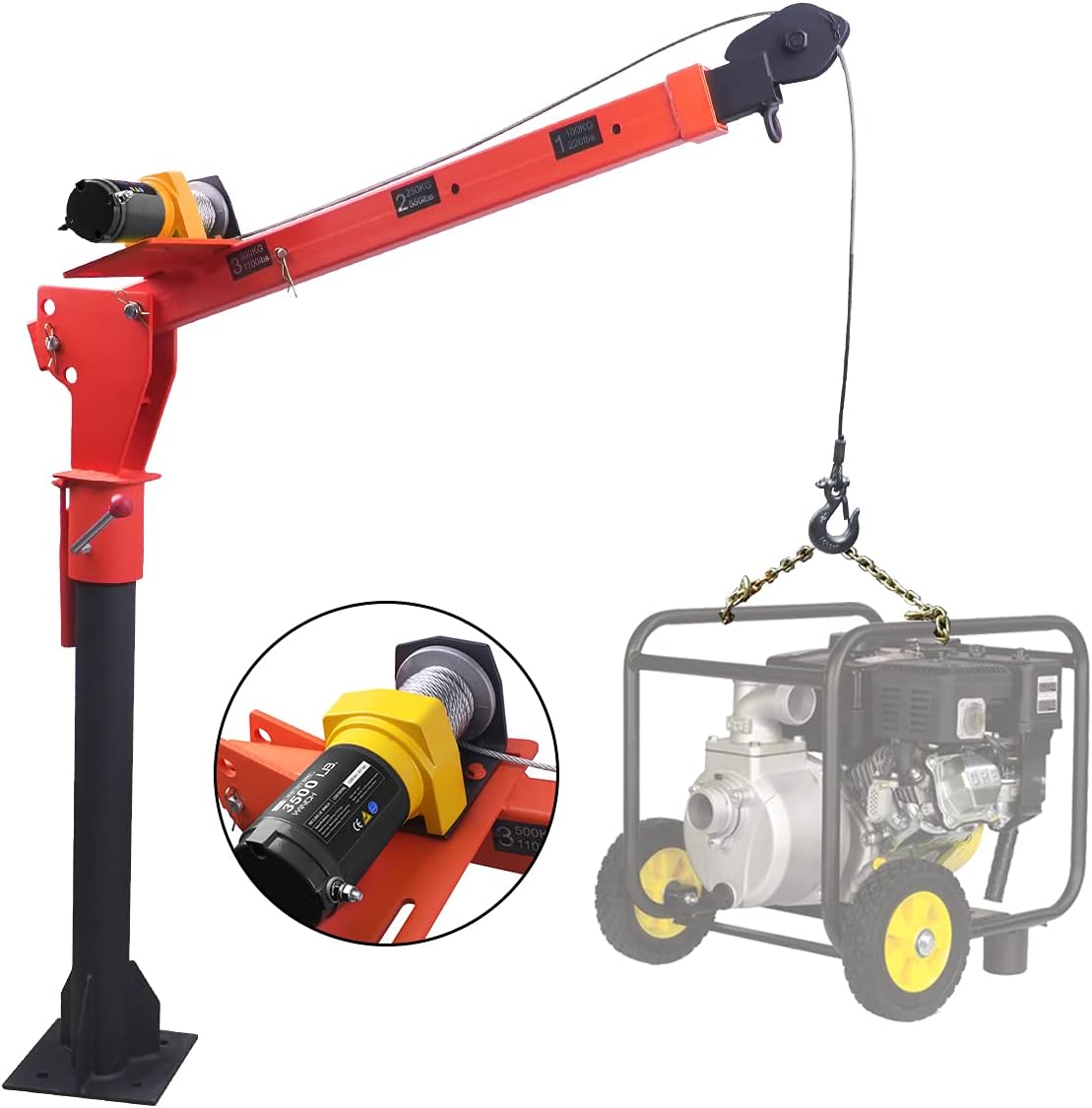 Pismire Winch Versatile 0.5T Folding TruckMounted Bed Crane Hoist Lift