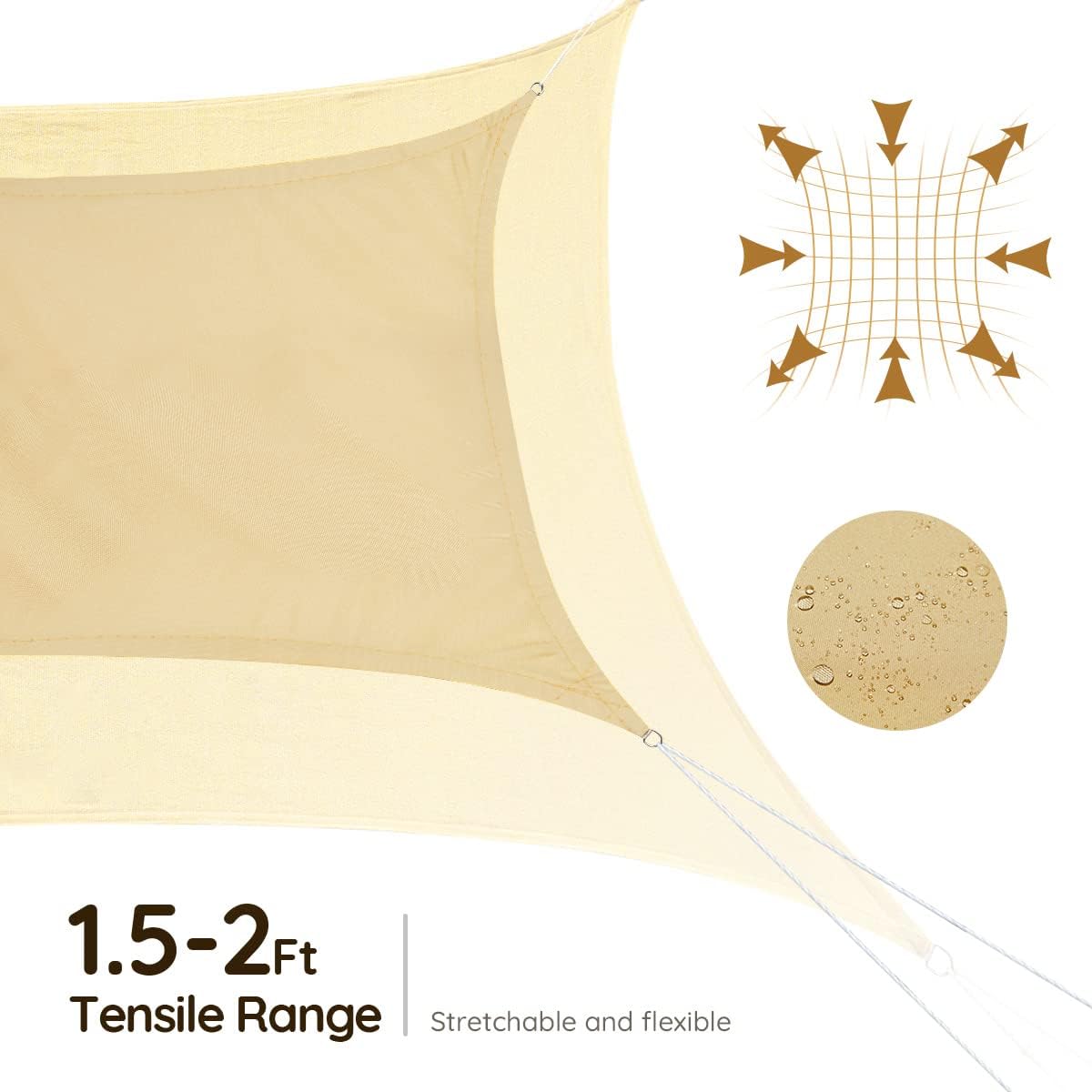 Quictent 12x16 ft Waterproof Sun Shade Sail for Patios 185G Polyester Fabric Cloth, 98% UV Block Outdoor Awning Shelter for Commercial, Backyard, Garden, Deck, Hardware Kit Included