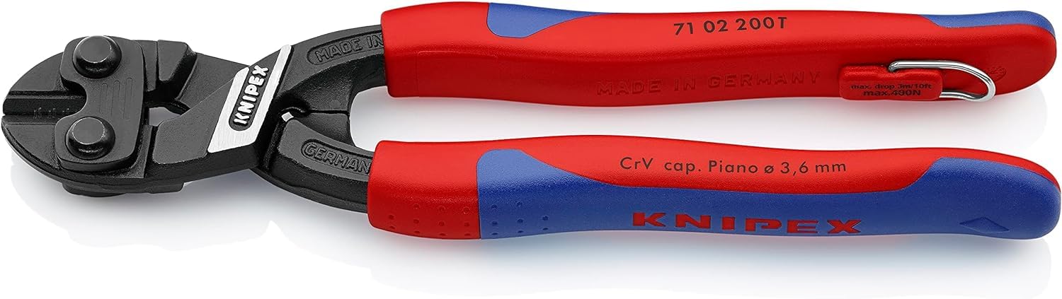 KNIPEX CoBolt Kompakt-Bolzenschneider in Blister mit schlanken Mehrkomponenten-Hüllen, mit integrierter, 71 02 200 T BK