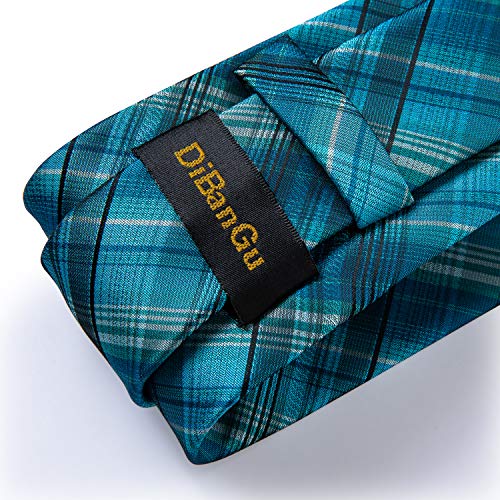 Image of DiBanGu Extra Long Tie for Men 63 inch XL Silk Necktie Set | Pocket Square and Cufflinks, Big and Tall, Jacquard Woven, Gift Box, Paisley /Plaid /Solid /Striped, for Weddinng Party Business