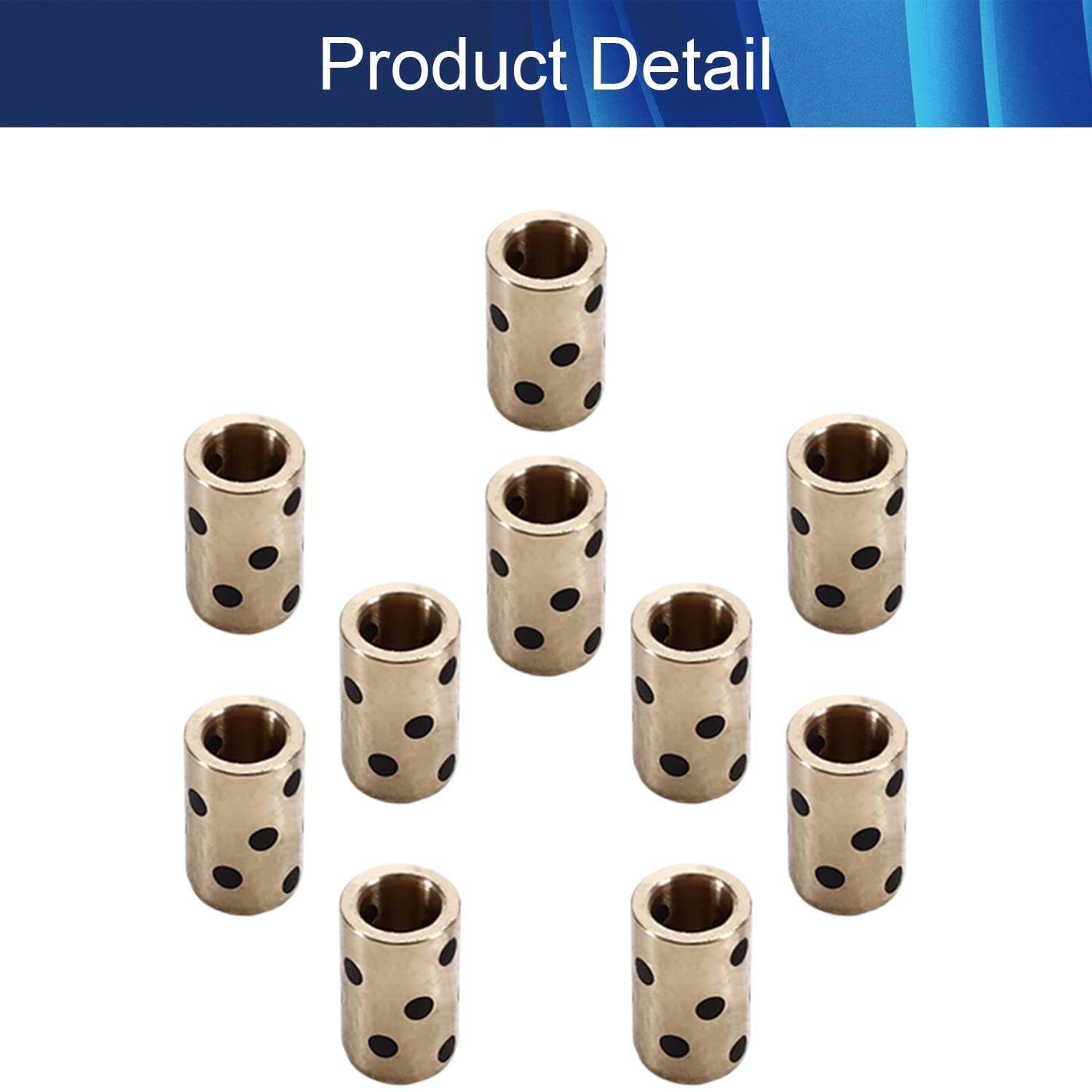 Aicosineg 10Pcs Oilless Bushings Sleeve Bearing Solid Friction Oilless Bushing Carbon Steel Cast Copper Sleeve Bearing 0.31in Bore x 0.47in OD x 0.78in Length Plain Bearings Wrapped Bushing