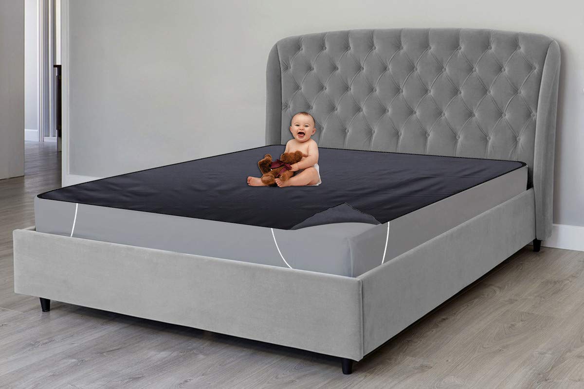 The Furnishing Tree Mattress Protector/Waterproof Bedsheet Size WxL 36x72 inches Single Bed One Unit Polyester Black-picture-12