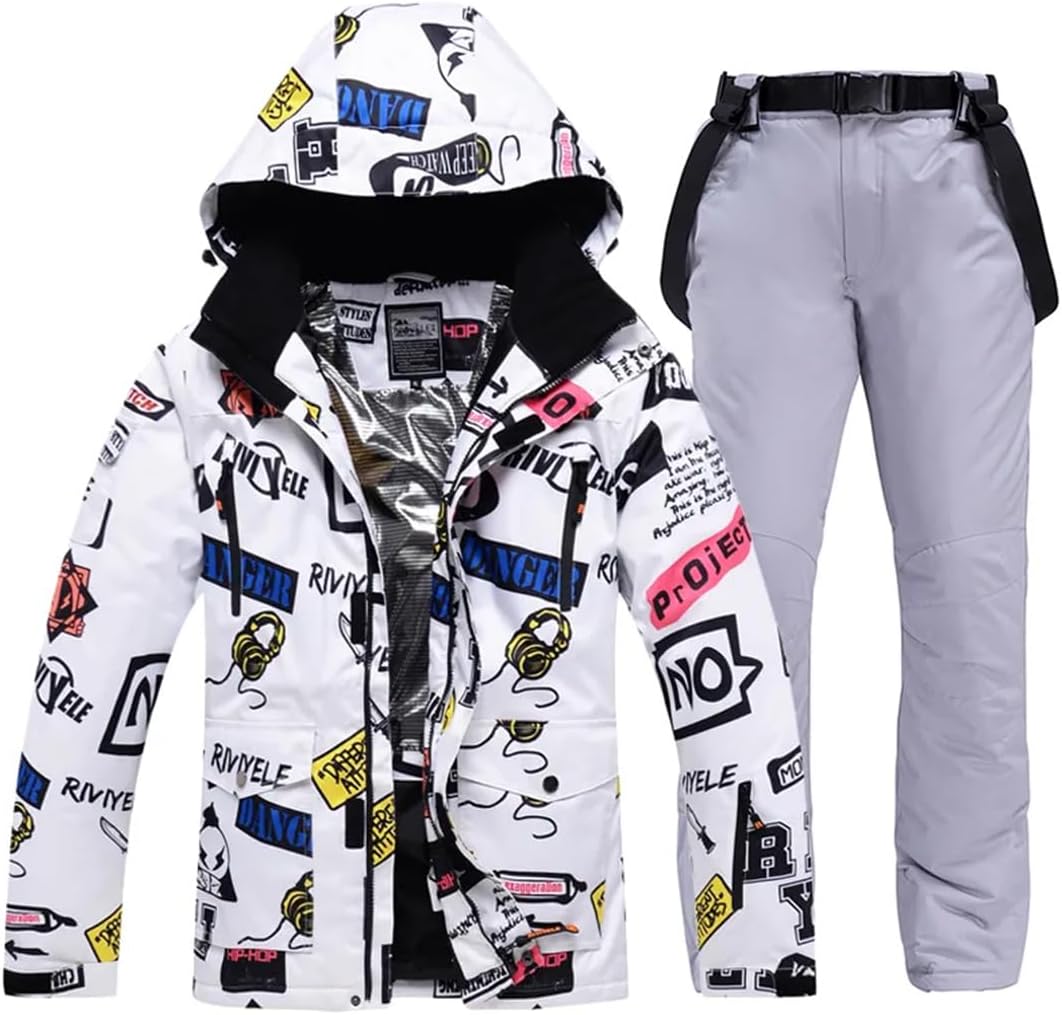 Men Winter Skiing Sports Warm Windproof Waterproof Jacket And Pants Set Snowboard Suit