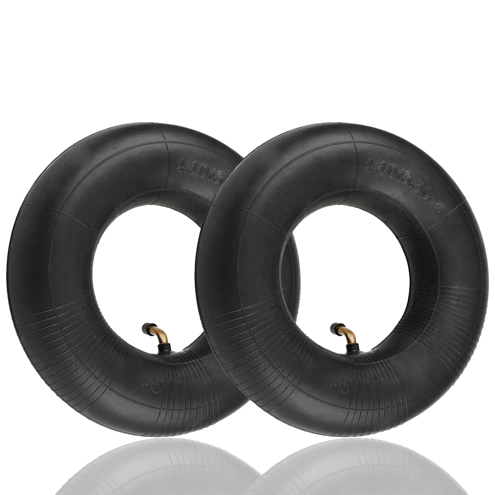 Pneu Brouette Jardin Lot De 2 Chambres à Air 4.1/3.5-4 - Valve Incurvée - Pour Tondeuse, Brouette, Remorque, Kart - Caoutchouc Renforcé Chambre Air Tondeuse