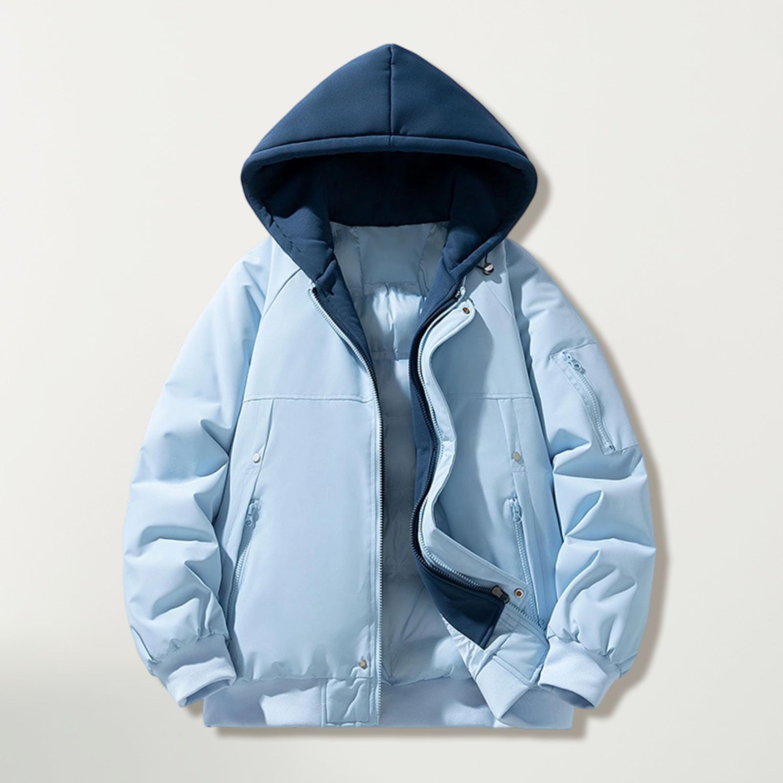 Chaqueta De Trabajo Hombre Elegante Y Elegante Chaqueta Con Capucha Para Hombre Cómodo Otoño-Invierno Oversize Para Estilo Casual Con Capucha Gruesa Y Manga Larga