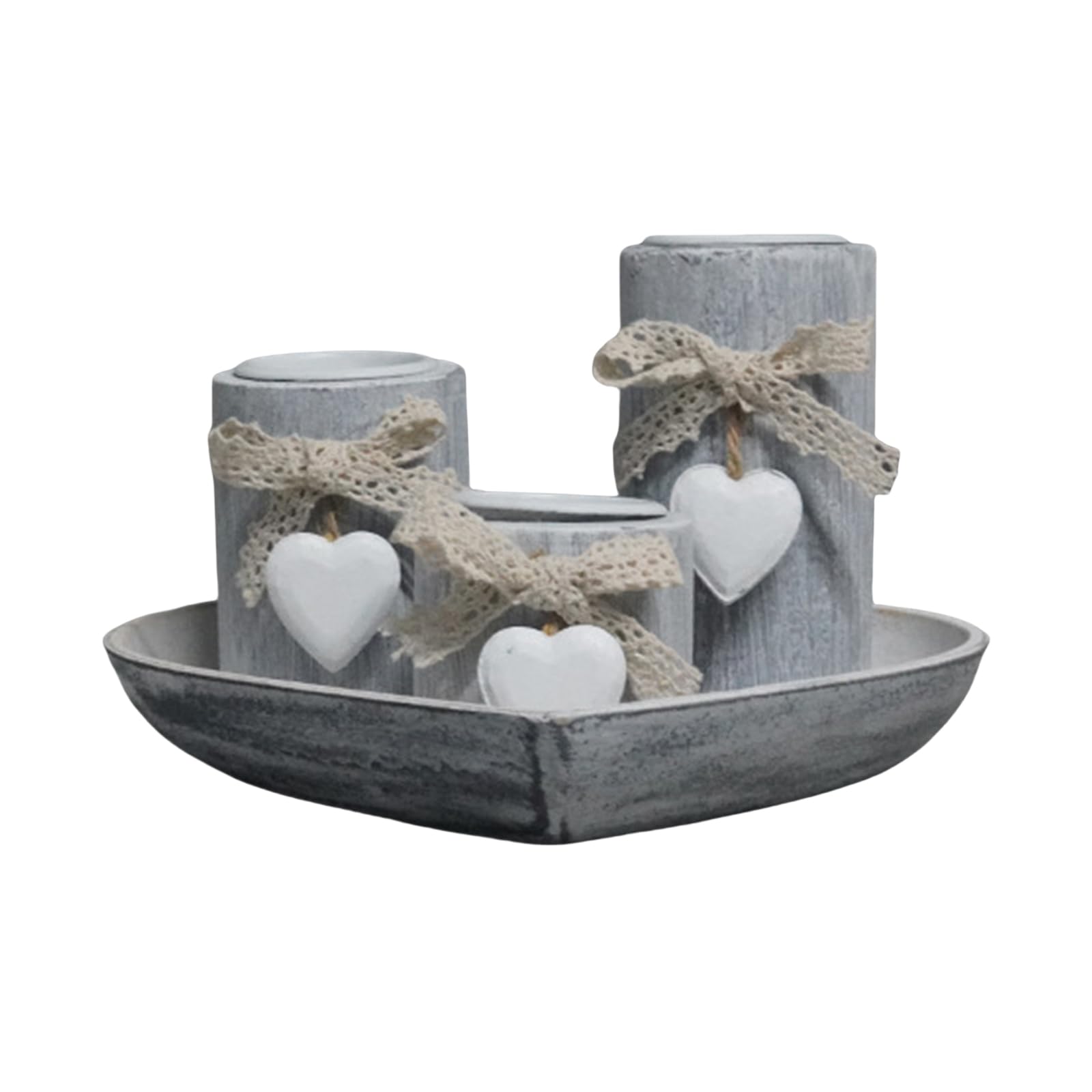 AOSAIXIS 3Pcs Heart Designs Wood Tealight Holders With Wood Tray For Valentines Day Weddings Centerpieces Table Decors