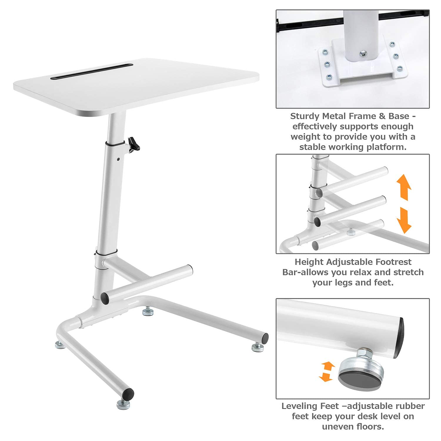 ERGO LIFE Pneumatic Height Adjustable Standing Desk SitStand Desk with