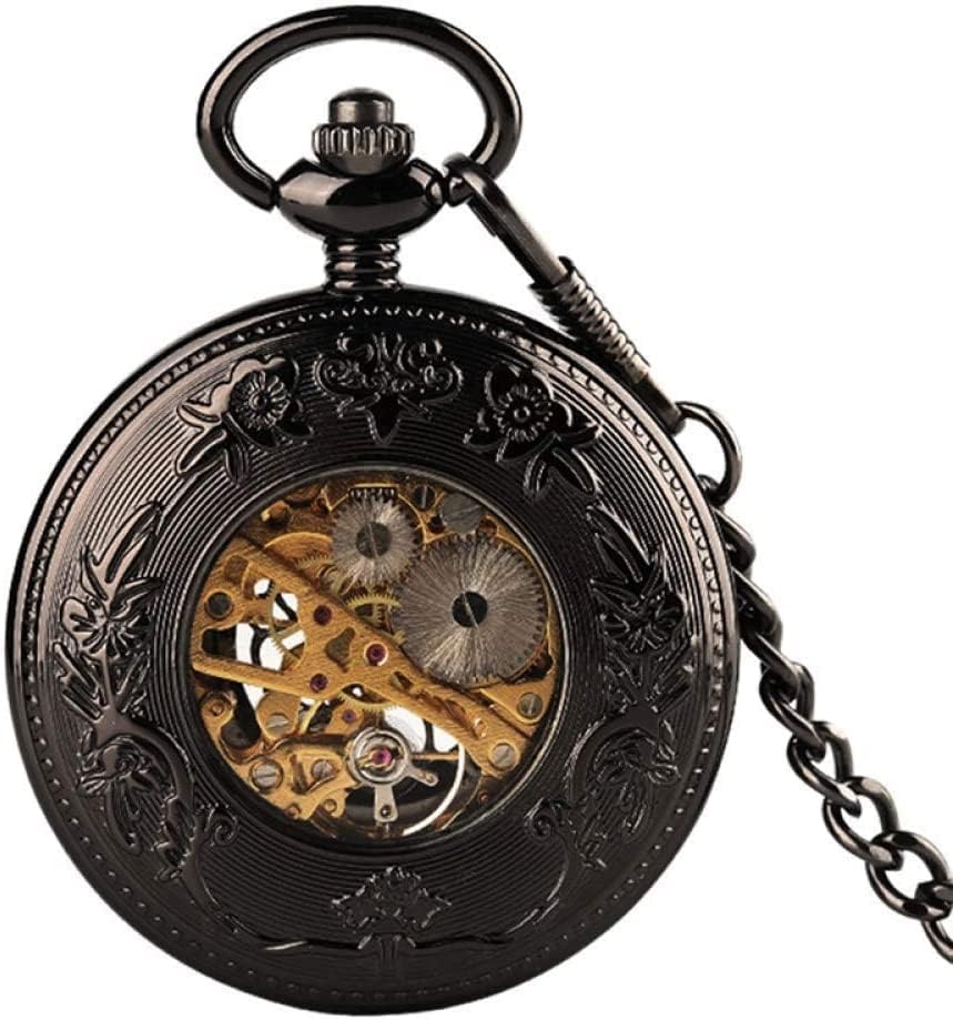 Mechanical Pocket Watch Steampunk for Men Antique Bronze Roman Numerals