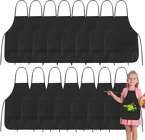 Miniatura 9 de PLULON 50 Piezas Delantales para Niños Delantales de Pintura, Delantales para Niños para Pintura Delantal de Arte Batas a Granel para Actividad