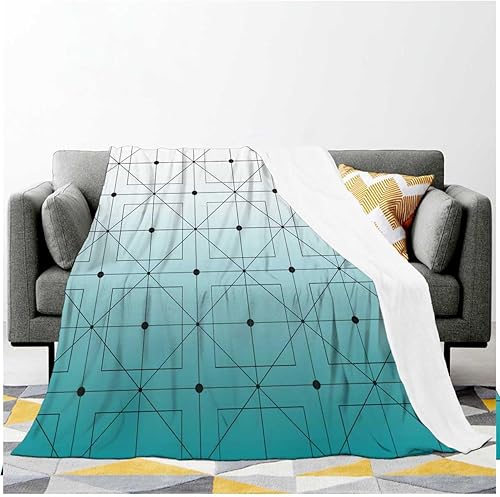 Miniatura 2 de WHYATT Manta de moda, color blanco, cian, degradado, geométrico, a cuadros, para cama, decoración de fiesta, 30 x 40 pulgadas