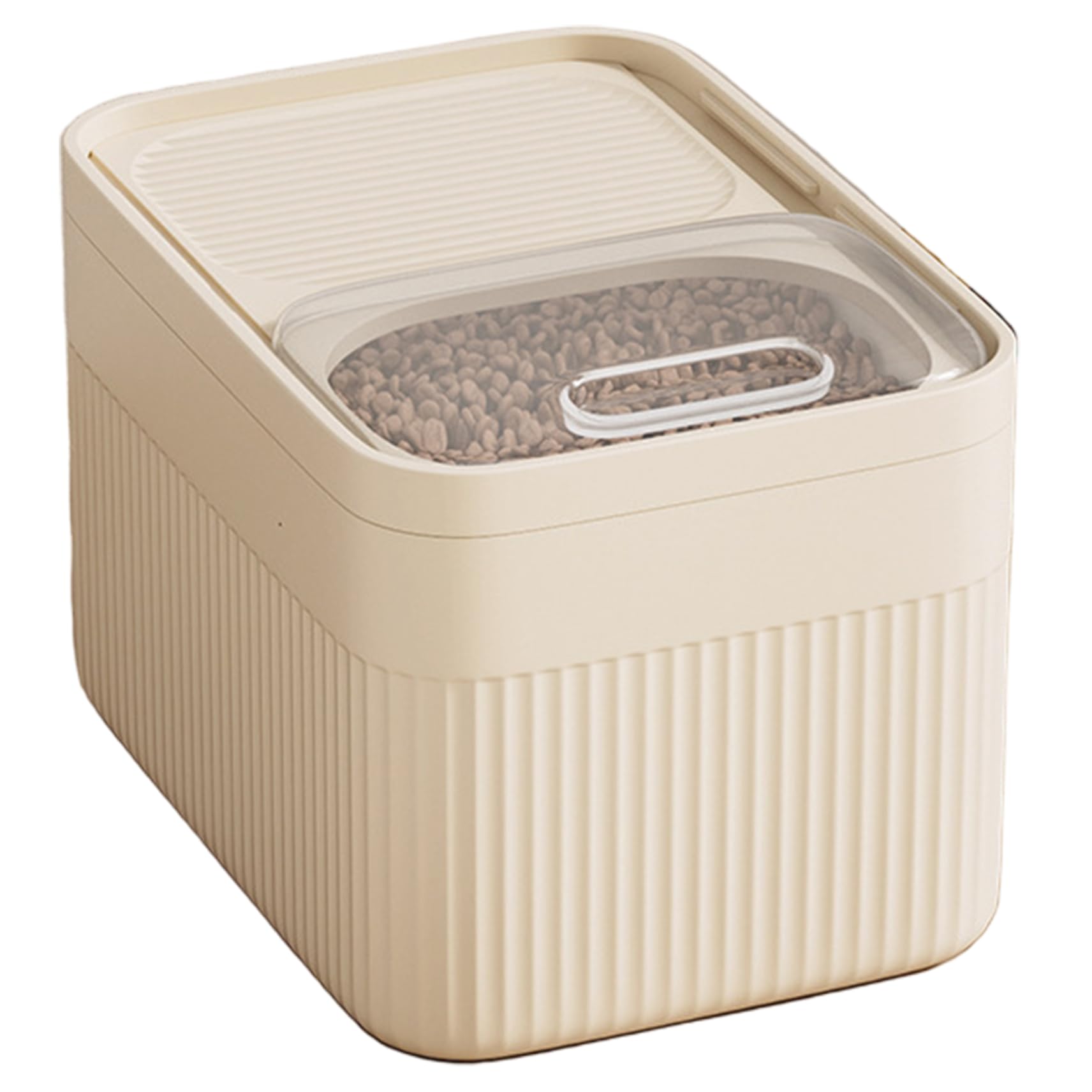 Contenitori per alimenti per animali domestici, 5-6,5 kg, contenitore per alimenti per gatti e cani, con coperchio ermetico e misurino, in polipropilene ecologico e robusto.